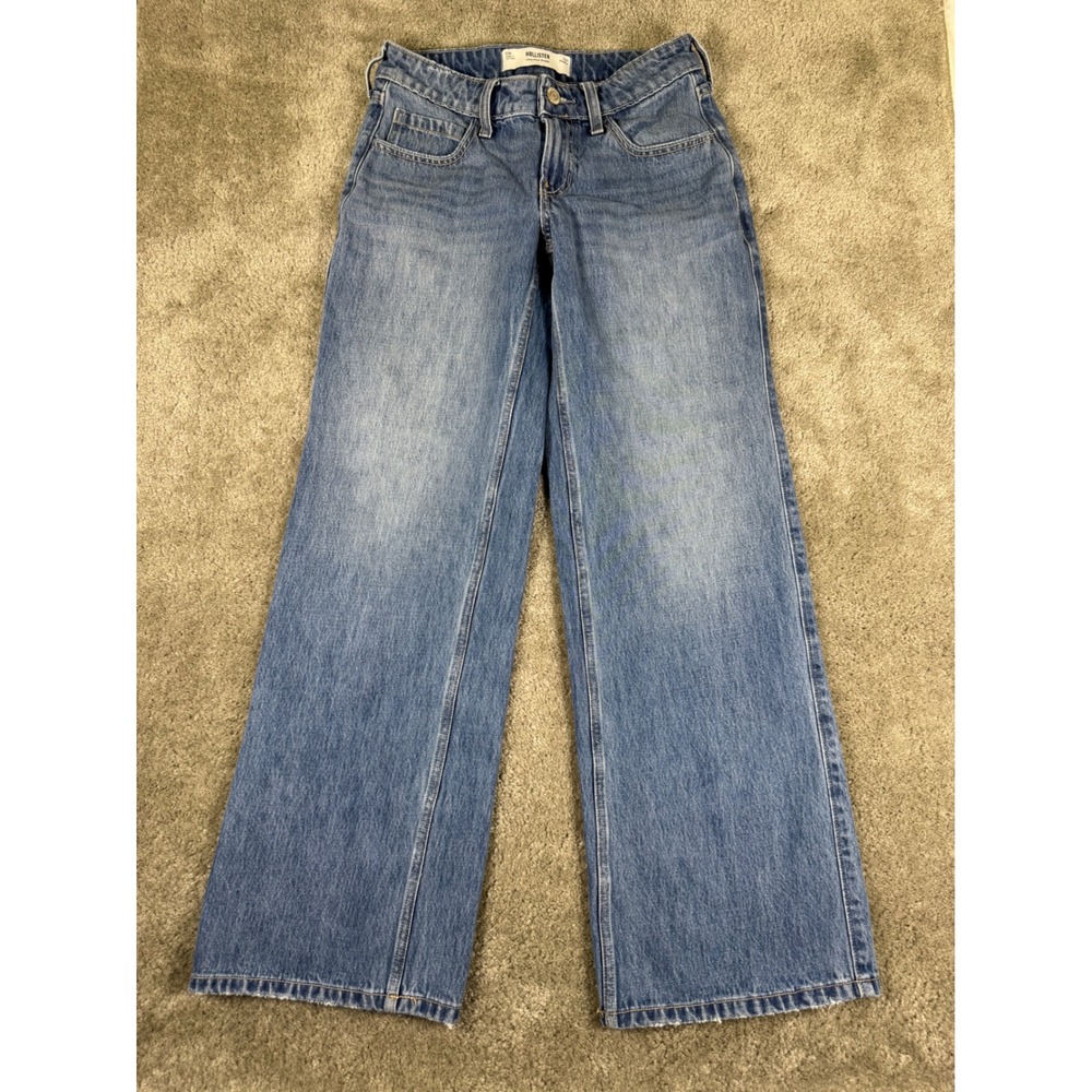 Hollister Wide Leg Flare Jeans in Light Blue Denim